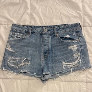 American Eagle Outfitters Light Blue Distressed Jean Shorts